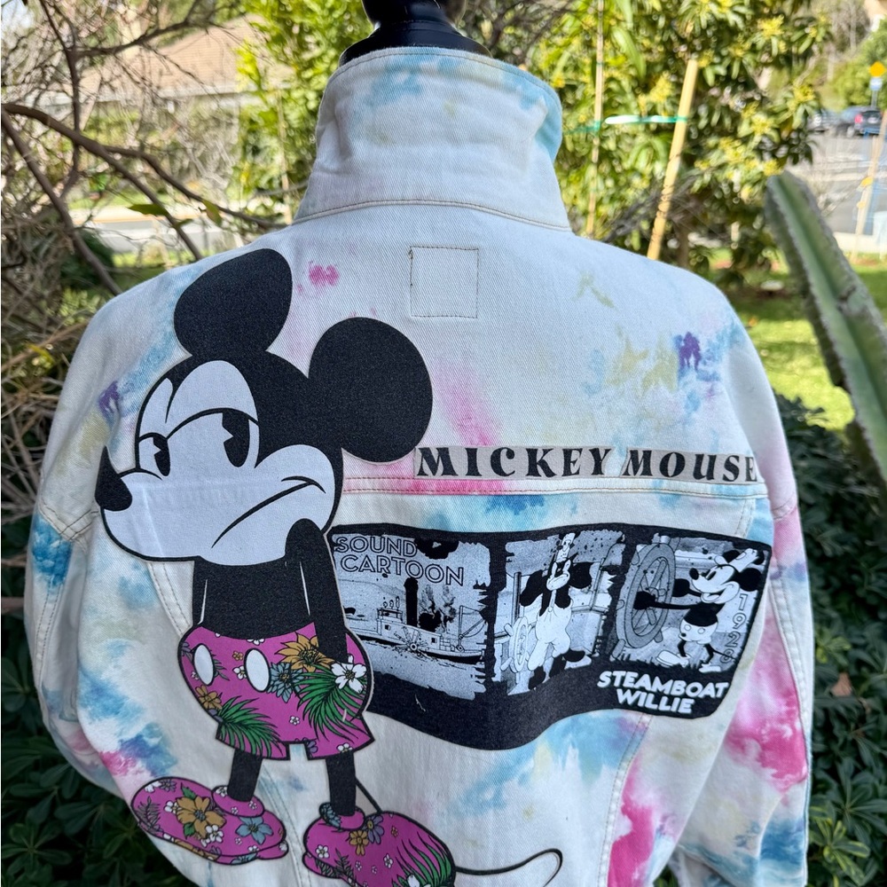 Women's Tie Dyed Hawaiia Mickey with Steamboat Willie Jacket-Large by Wild Fable